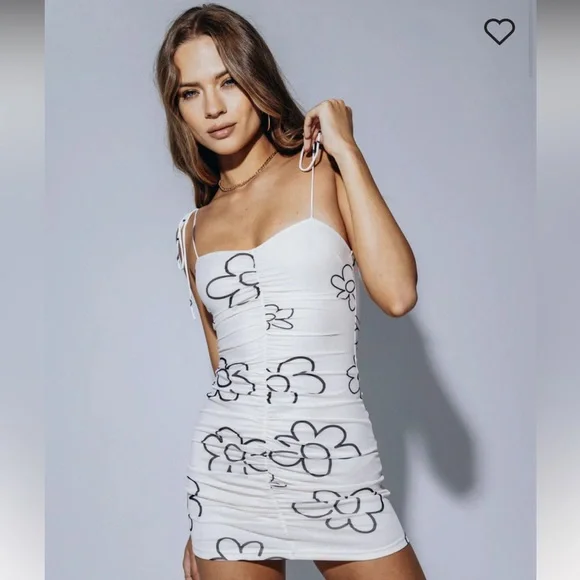 open lace back dress Lorinda Mini Dress White main image 0